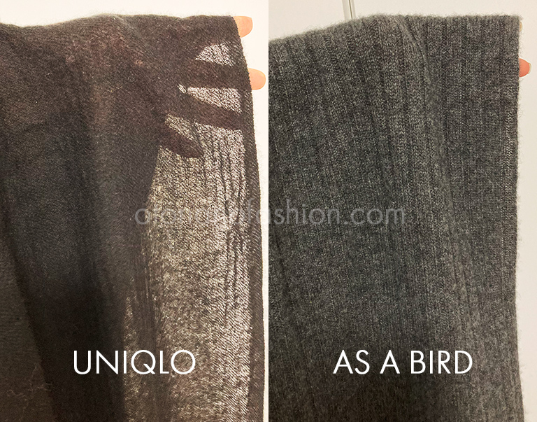 ユニクロとAS A BIRDのカシミア100%ストール比較①